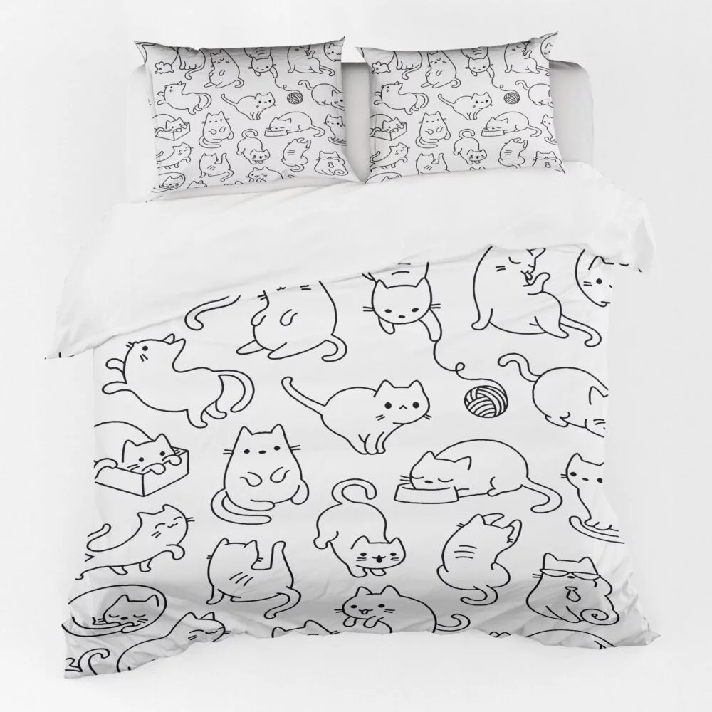 Housse de Couette Chat Noir et Blanc