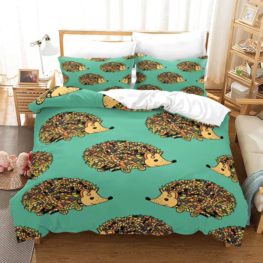 Housse de Couette Hérisson Fond Vert