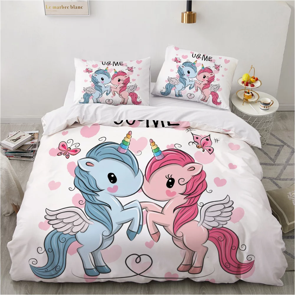 Housse de Couette Licorne Imprimé Polyester