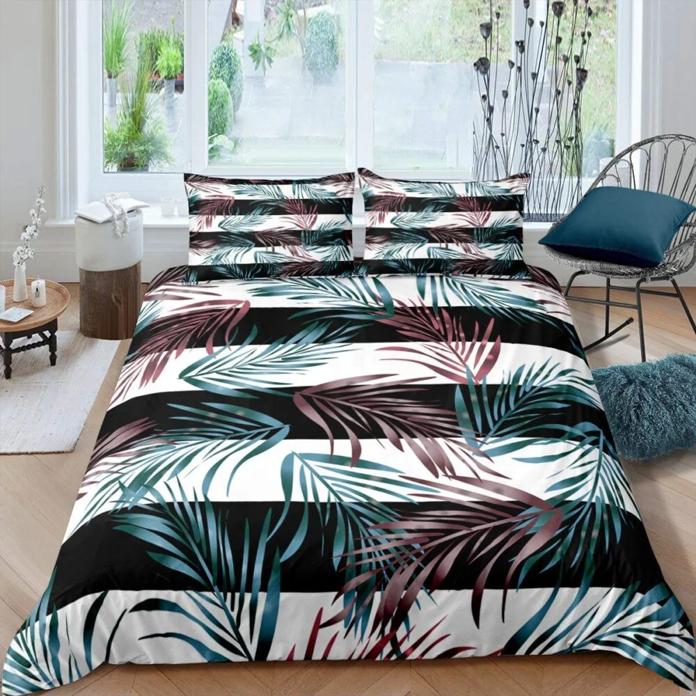 Housse de Couette Palmier Noir et Blanc