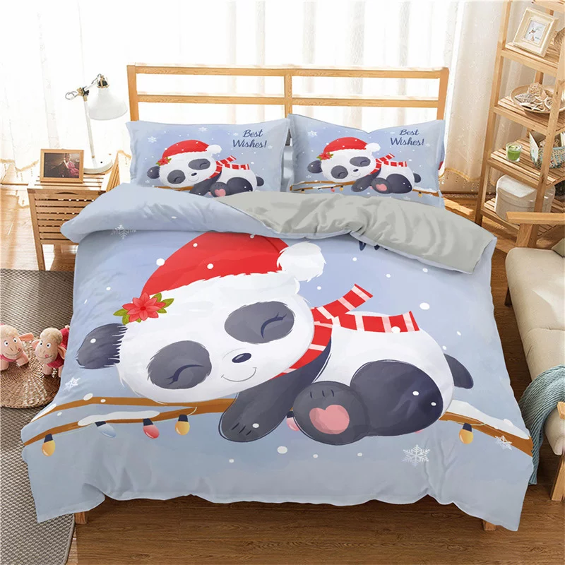 Housse de Couette Panda de Noel