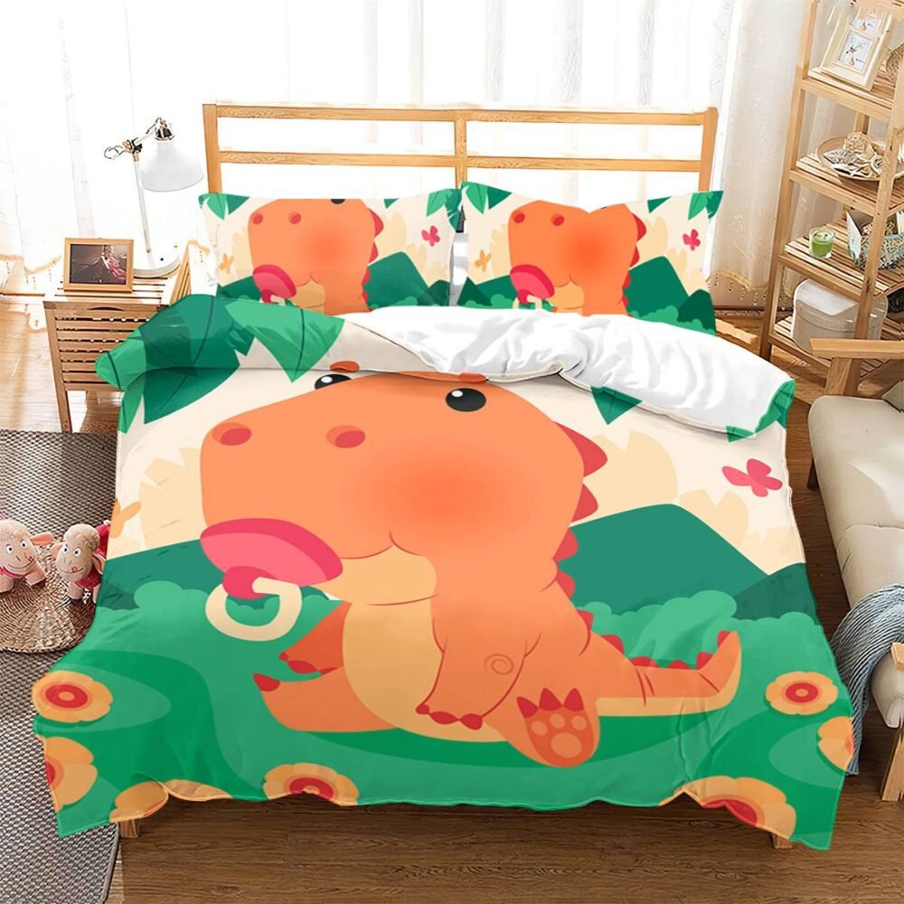 Housse de Couette Bébé Dinosaure Orange